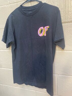 Odd Future Black T‑Shirt with Pink and Yellow OF Donut Logo